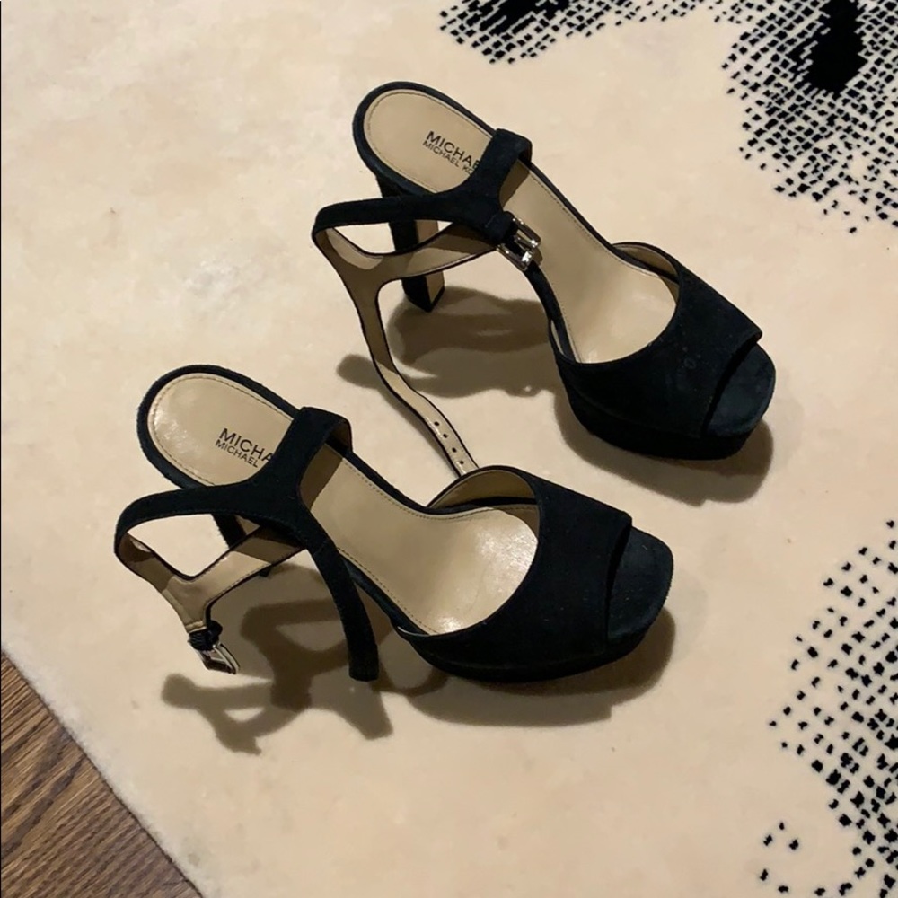 Sexy Black platform suede ankle strap sandals Kors